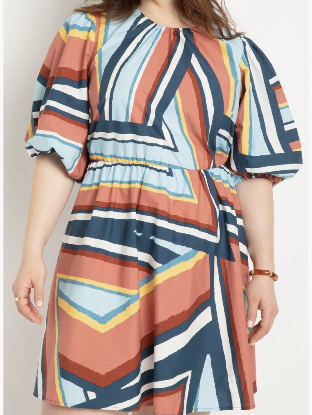NWT Eloquii Abstract Print Back Cutout Cotton Dress Size 24